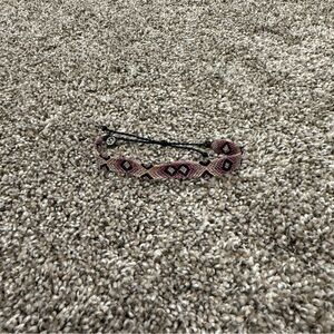 Pura Vida Pink and Black Woven Hair Wrap with Geometric Pattern